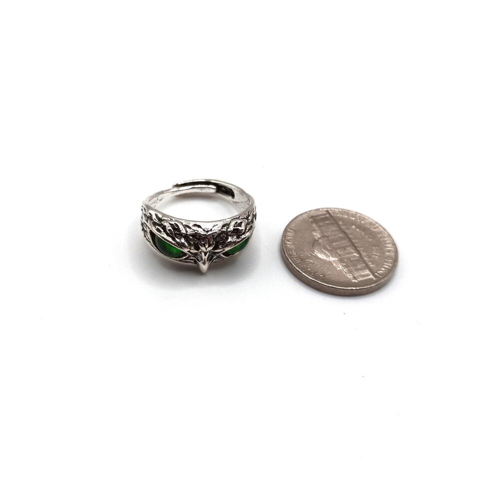 Cute New Owl Green Eyes Ring Size adj - Picture 3 of 3